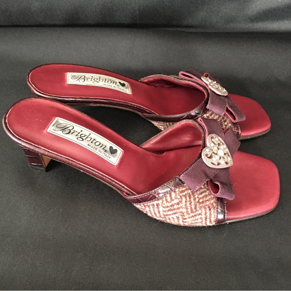Brighton Tweed Heart Slip On Sandals Women’s Sz 6